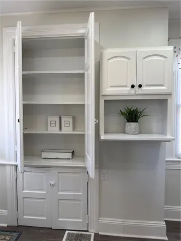 a view of kitchen cabinets