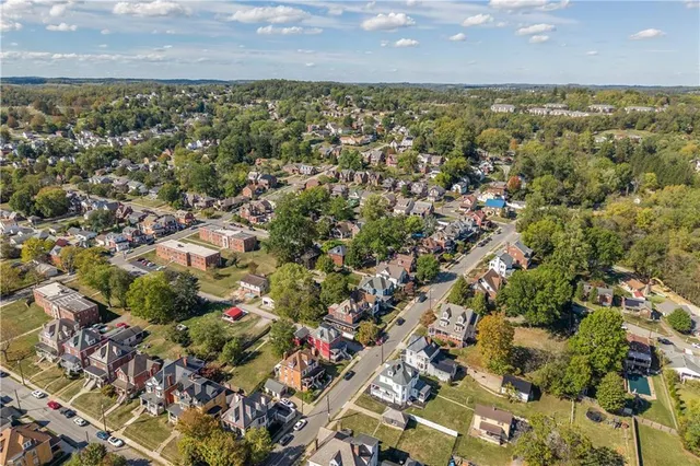 an aerial view of a city with lots of residential buildings