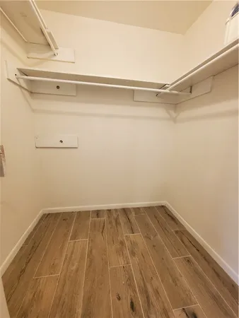 a view of a room with racks on the wall