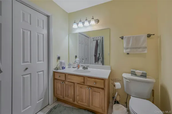 a bathroom with a toilet a sink and mirror