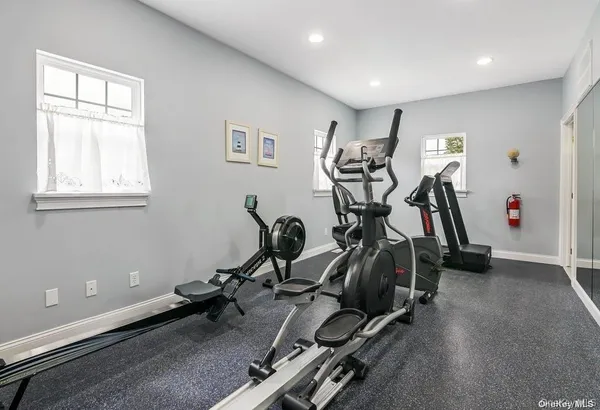 a view of a room with gym equipment