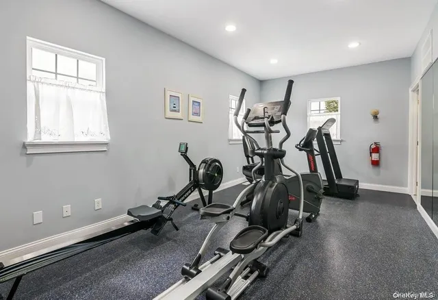 a view of a room with gym equipment