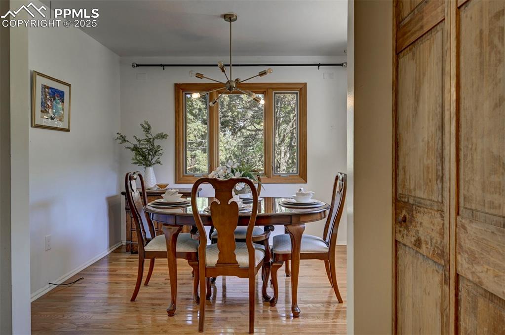 4665 Fox Road Cascade, CO 80809 - Photo 13 of 50 a view of a dining room with furniture window and outside view