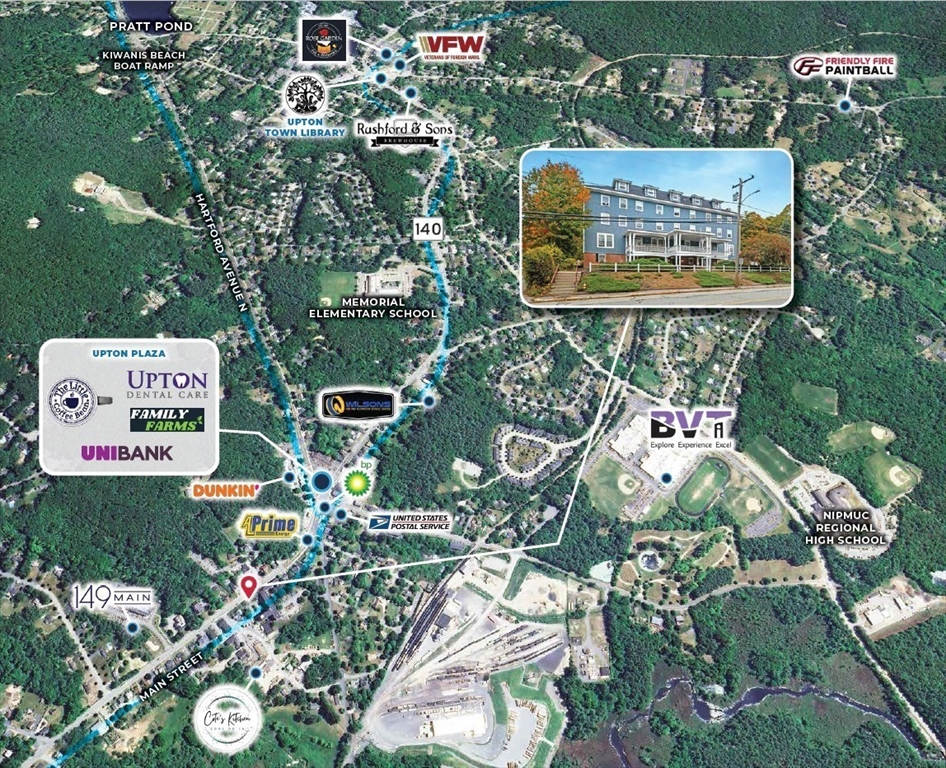 135 Main Street Upton, MA 01568 - Photo 19 of 19 an aerial view of residential houses with outdoor space and street view