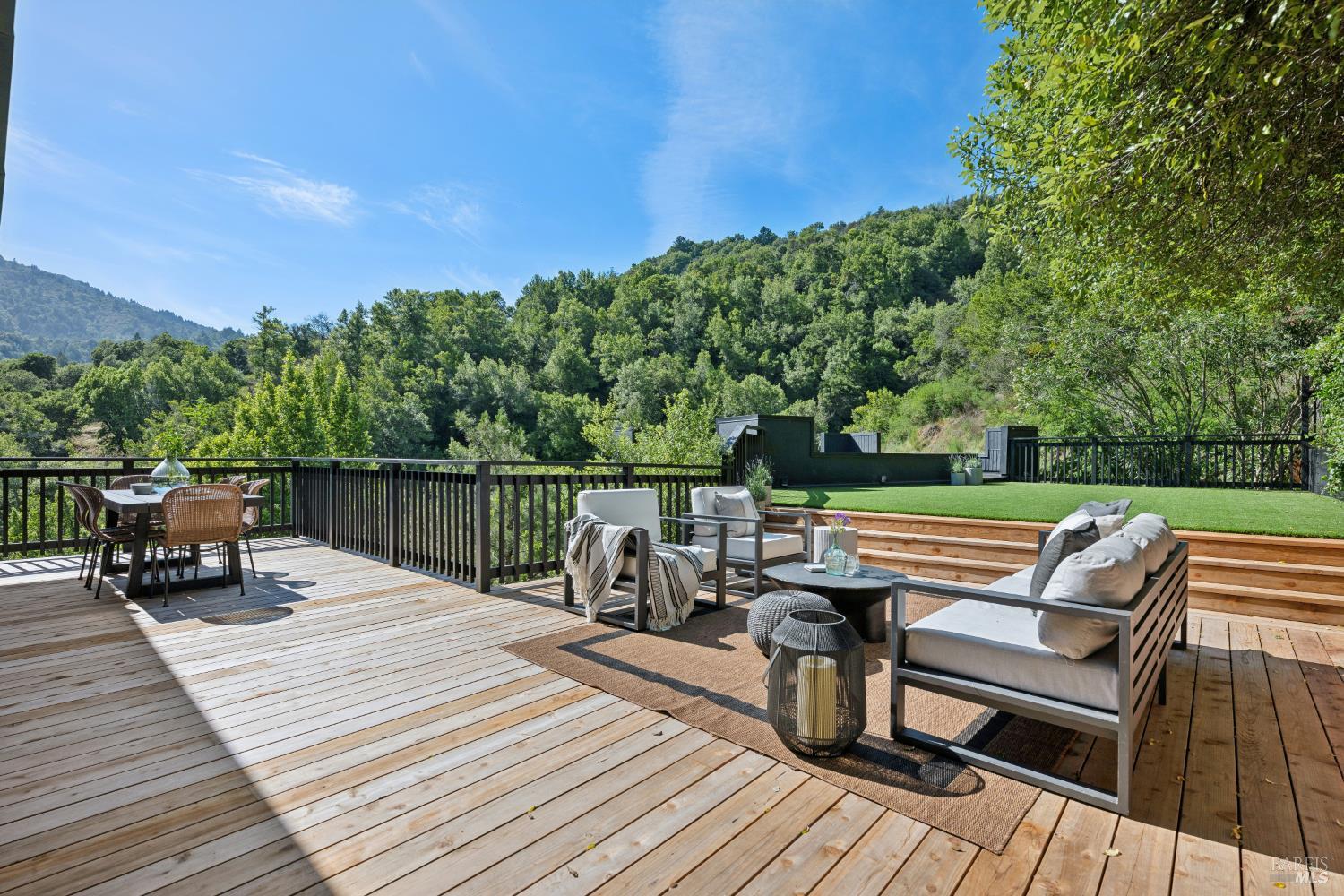 56 Millard Road Larkspur, CA 94939 - Photo 61 of 74 a view of sitting area on roof deck with wooden floor and fence