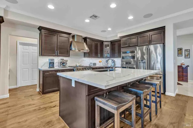 a view of a lake with a big yard