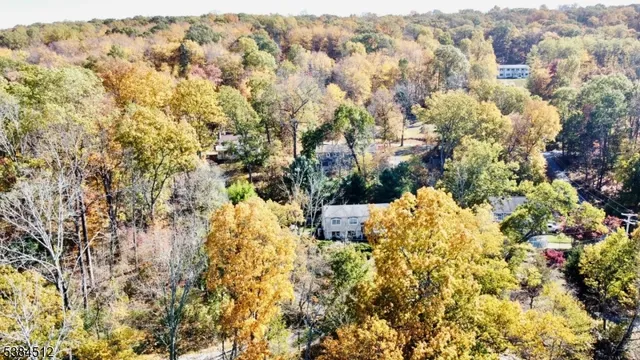 an aerial view of residential house and green space
