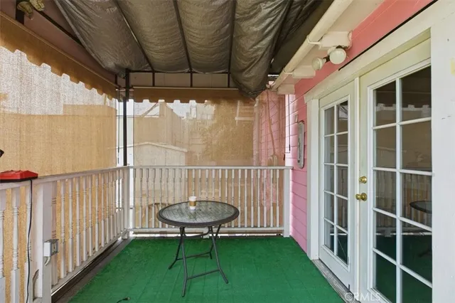 a view of an outdoor space with a balcony