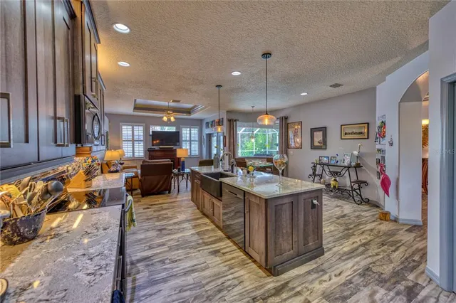 a kitchen with lots of counter top space