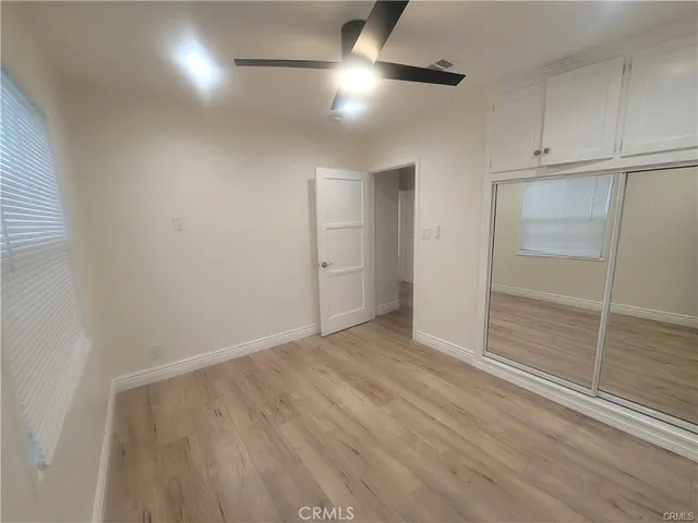 an empty room with closet