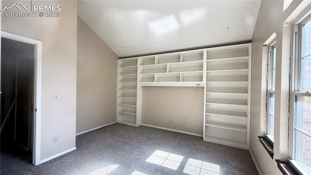 a view of an empty walk in closet
