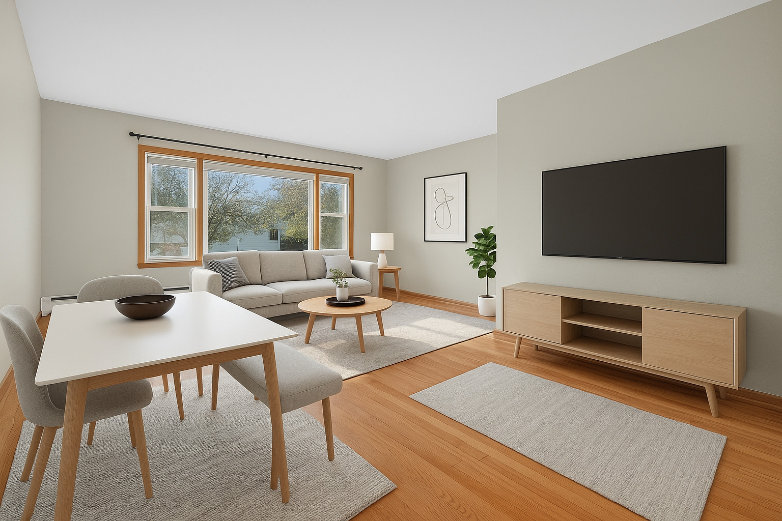 6408 West Raven Street, Unit 1 Chicago, IL 60631 - Photo 3 of 24 a living room with furniture and a flat screen tv