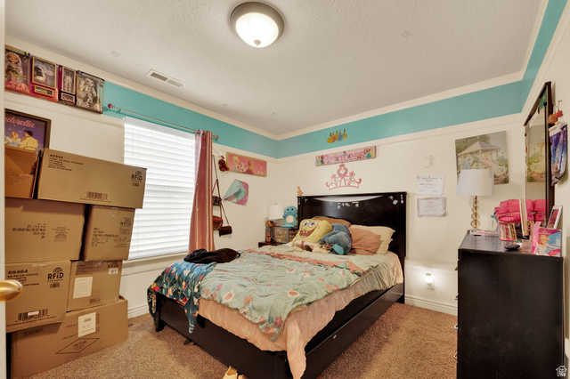 2026 Cres Drive South Mapleton, UT 84664 - Photo 10 of 18 Bedroom with carpet and ornamental molding