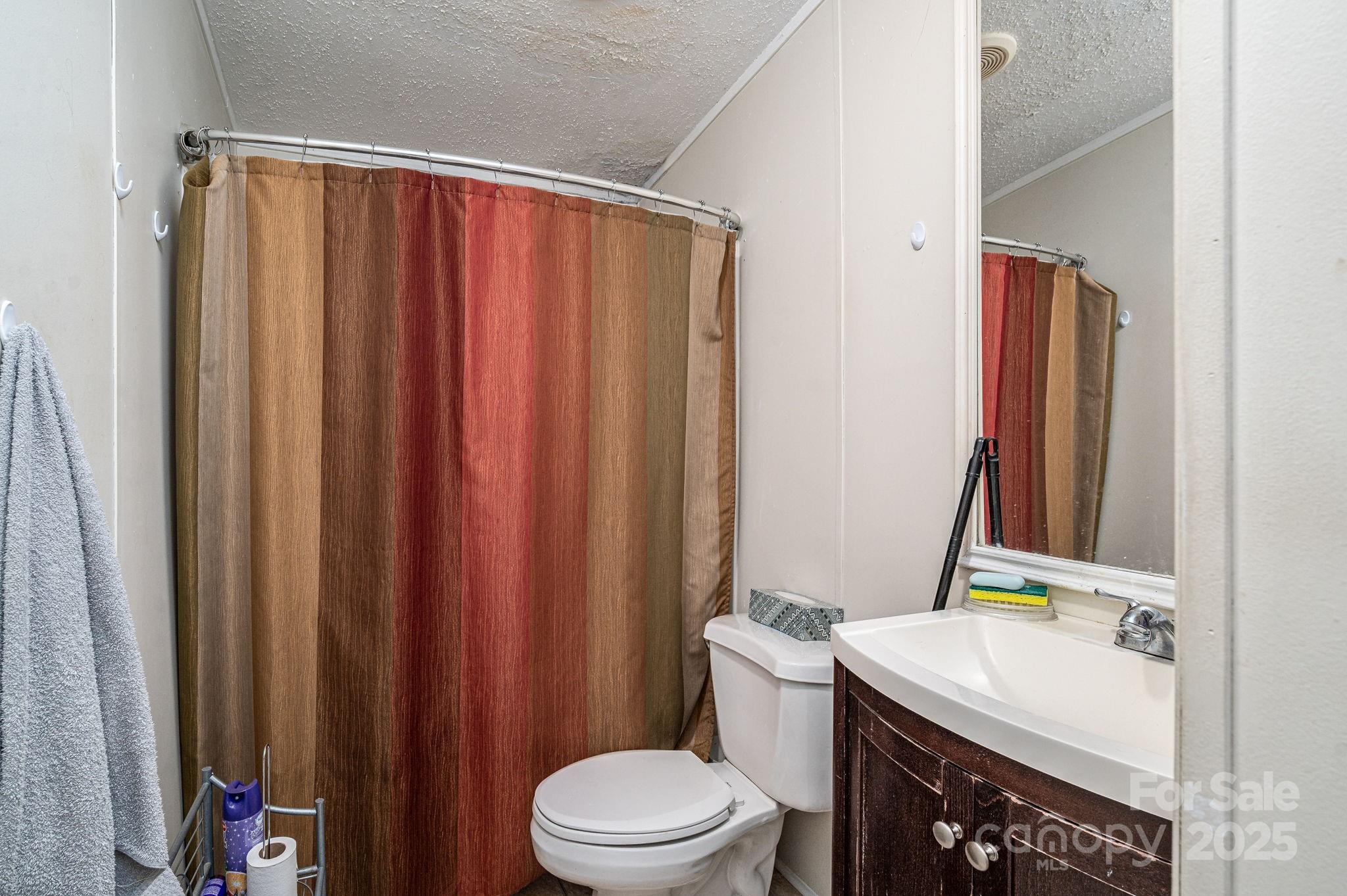 866 Marys Grove Road Cherryville, NC 28021 - Photo 17 of 24 a bathroom with a sink a toilet and shower curtain