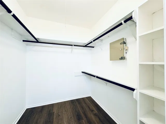 a view of small space with racks on the wall