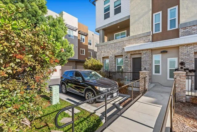 a front view of a building with street view