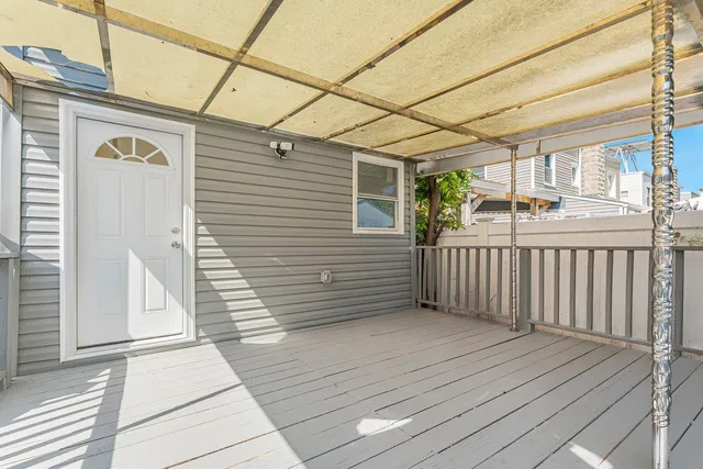 a view of a wooden deck