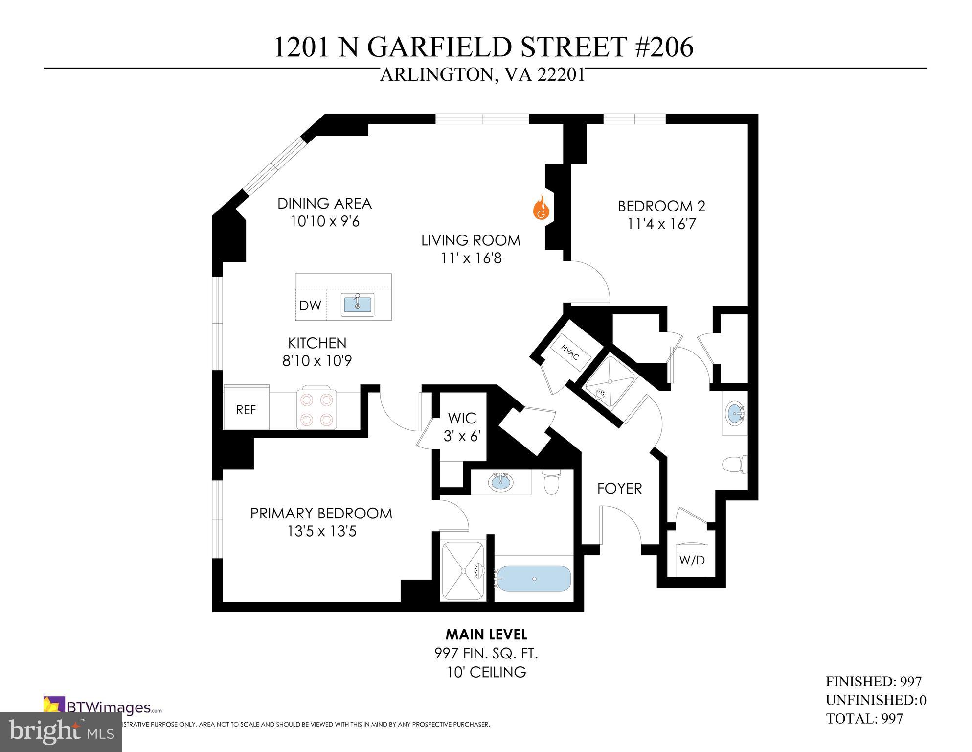 1201 North Garfield Street, Unit 206 Arlington, VA 22201 - Photo 33 of 33 Floor Plan