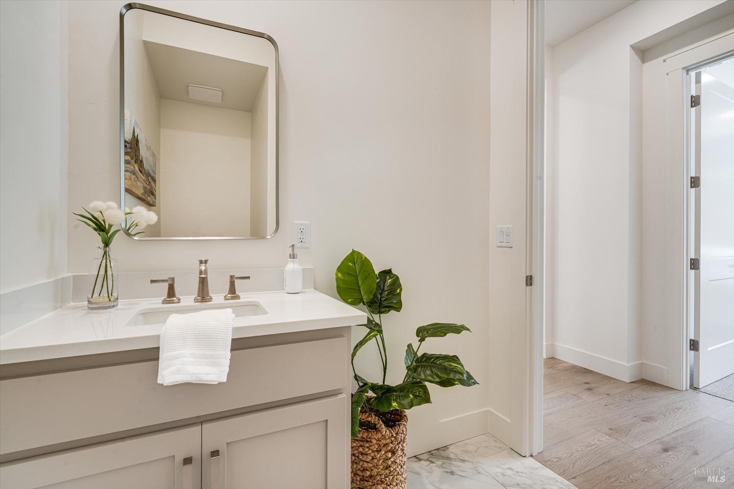 107 Grace Lane Napa, CA 94559 - Photo 27 of 39 a bathroom with a sink and a mirror