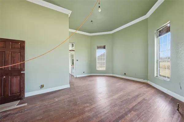 a storage room with a window