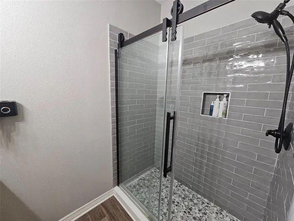 a bathroom with a shower