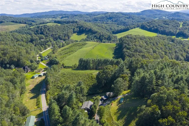 a view of a lush green hillside and a houses