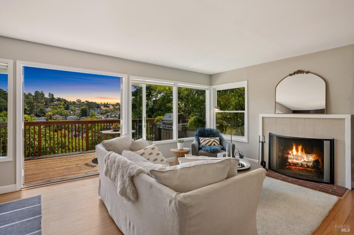 34 Ridge Avenue San Rafael, CA 94901 - Photo 1 of 1 a living room with furniture and a fireplace