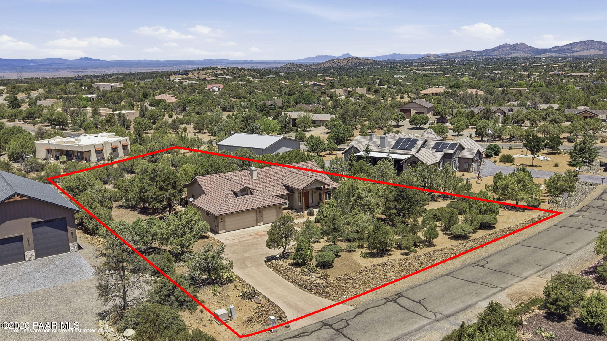 5625 Deer Spring Place Prescott, AZ 86305 - Photo 45 of 58 46-Aerial Front 3 Lot Line
