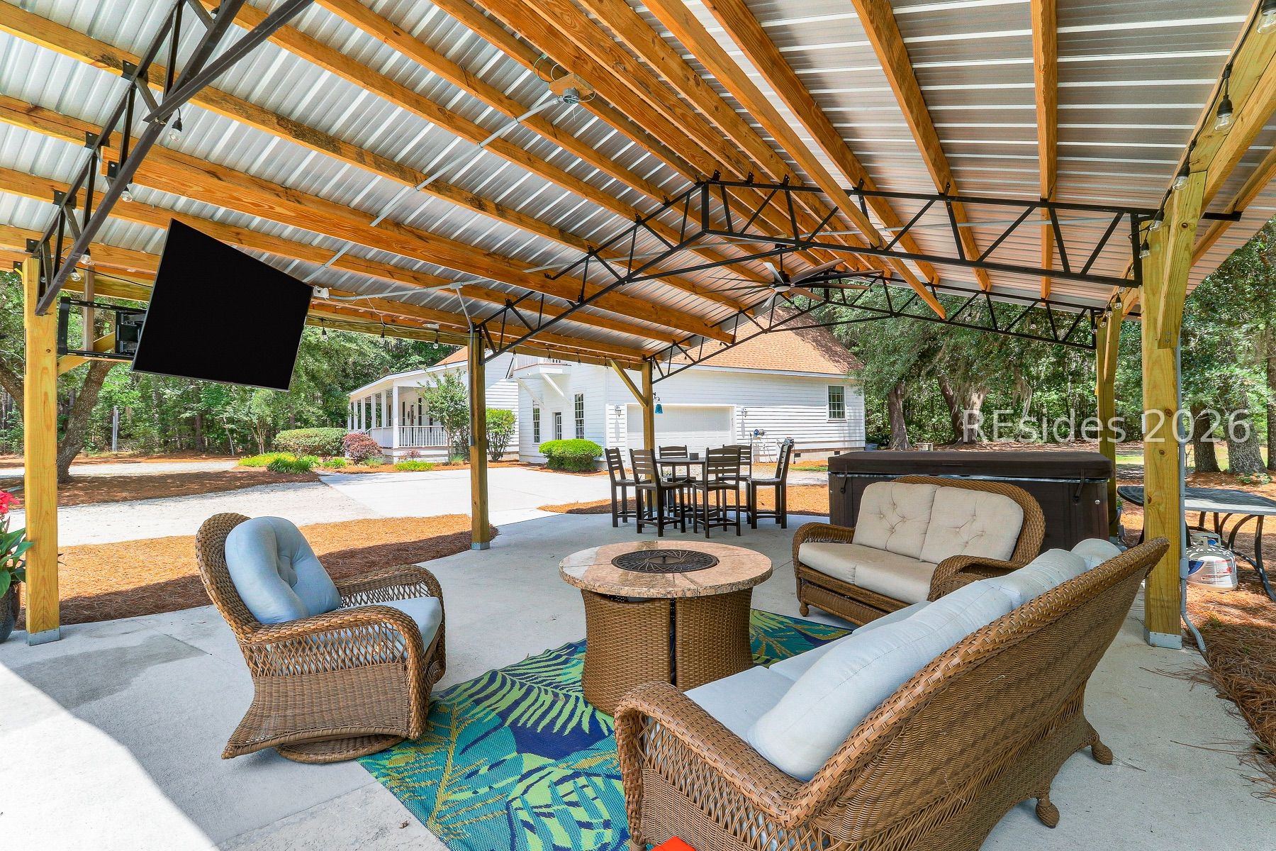 7724 Bees Creek Road Ridgeland, SC 29936 - Photo 60 of 82 New Covered Sitting area by pool with Tv/Firepit