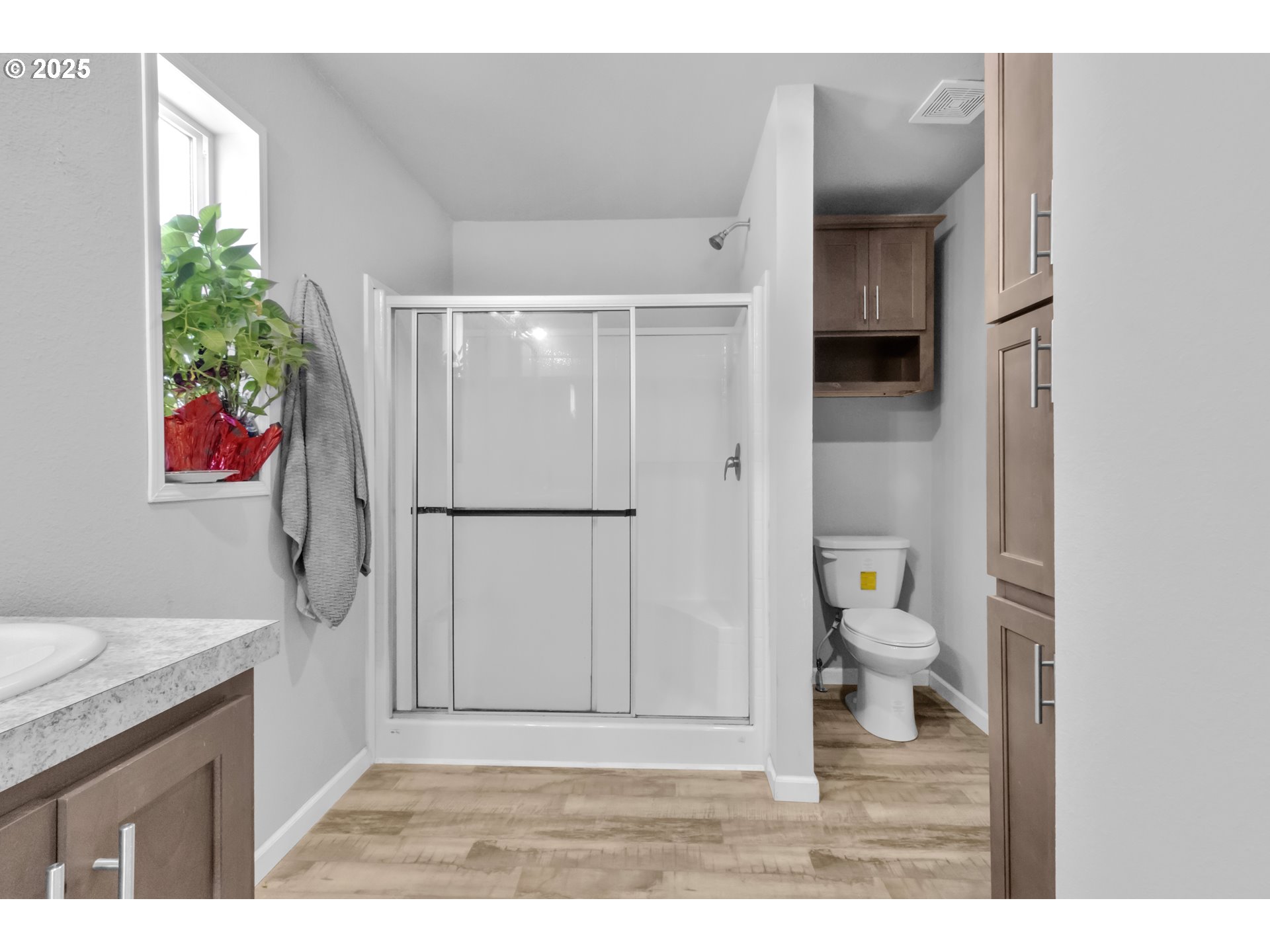 24550 Southwest Red Prairie Road Sheridan, OR 97378 - Photo 18 of 33 a bathroom with a granite countertop sink and a mirror