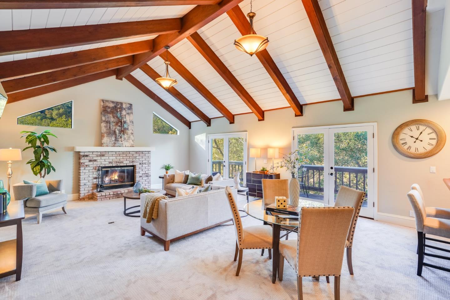 18565 Overlook Road Monte Sereno, CA 95030 - Photo 6 of 72 a living room with furniture a fireplace and a large window