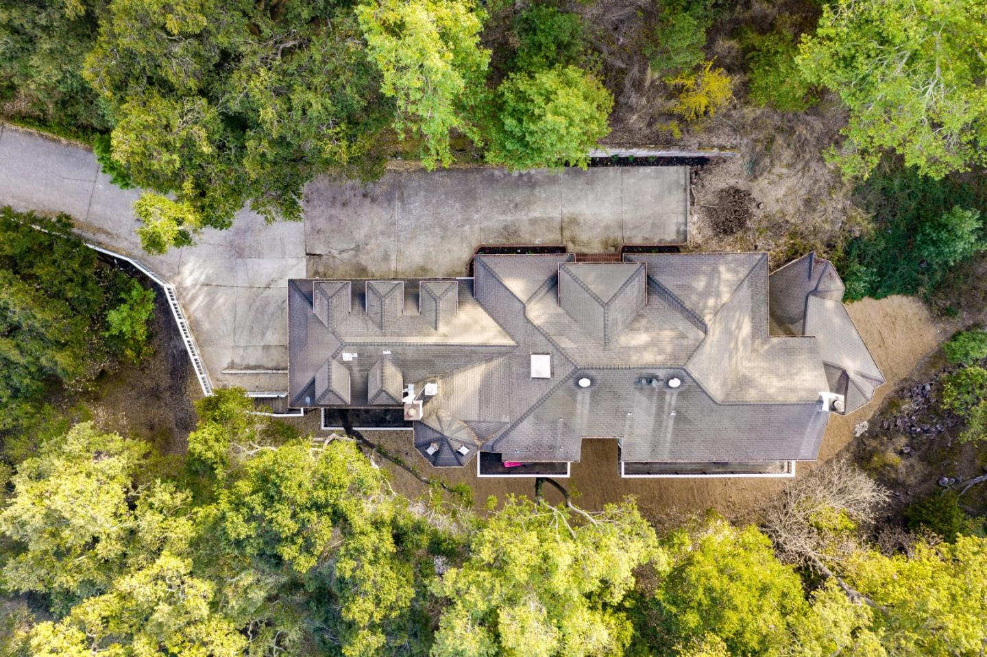18565 Overlook Road Monte Sereno, CA 95030 - Photo 67 of 72 an aerial view of a house with a yard and garden