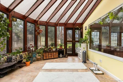 a view of backyard with green space