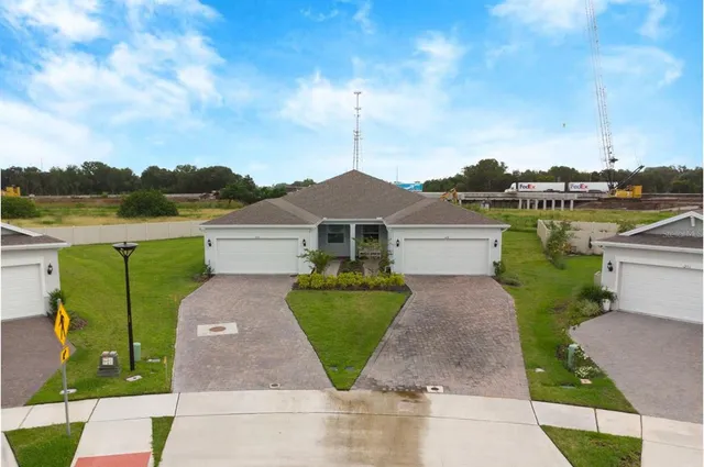 an aerial view of a house
