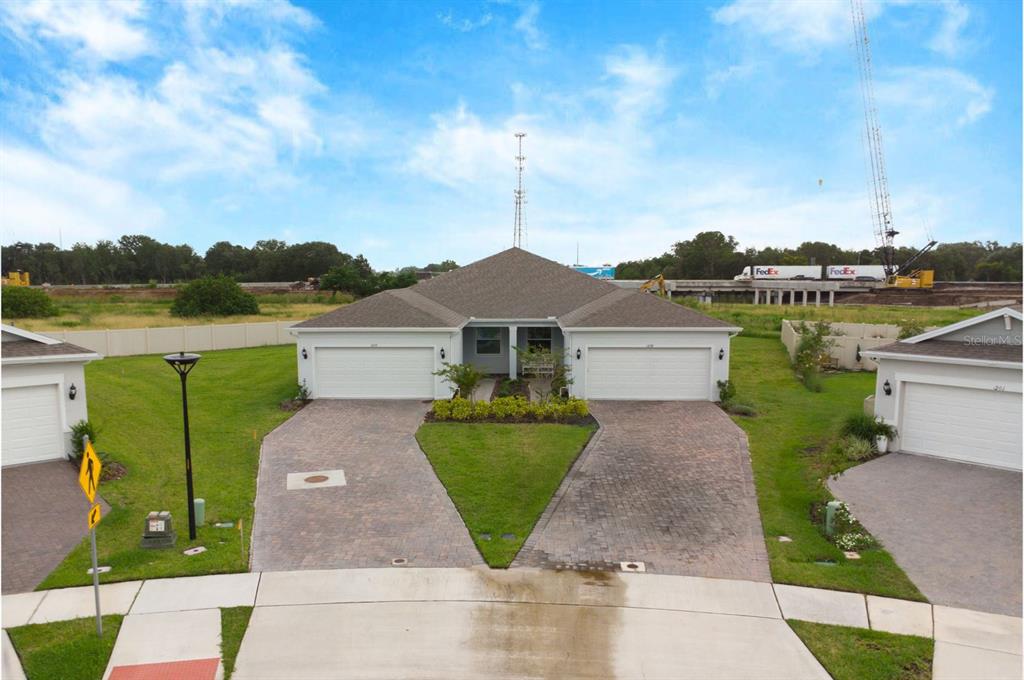 an aerial view of a house