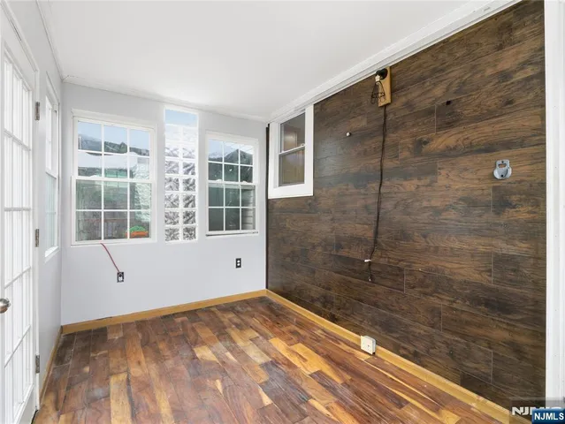 a view of a bathroom with a bathtub