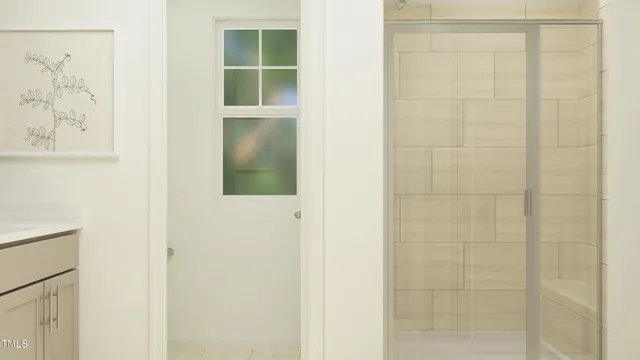 a bathroom with a shower