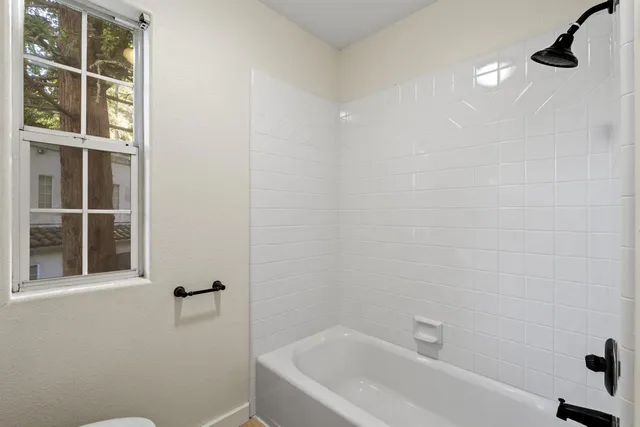 a bathroom with a bathtub