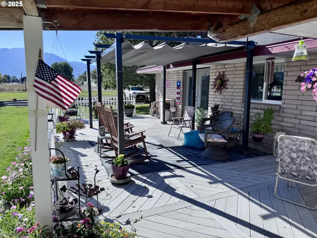 a view of a park with large trees