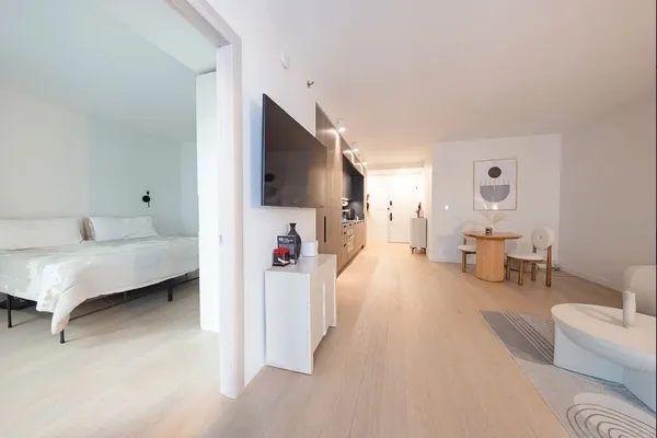 a living room with furniture and a couch