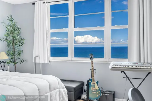 a city view with tall buildings