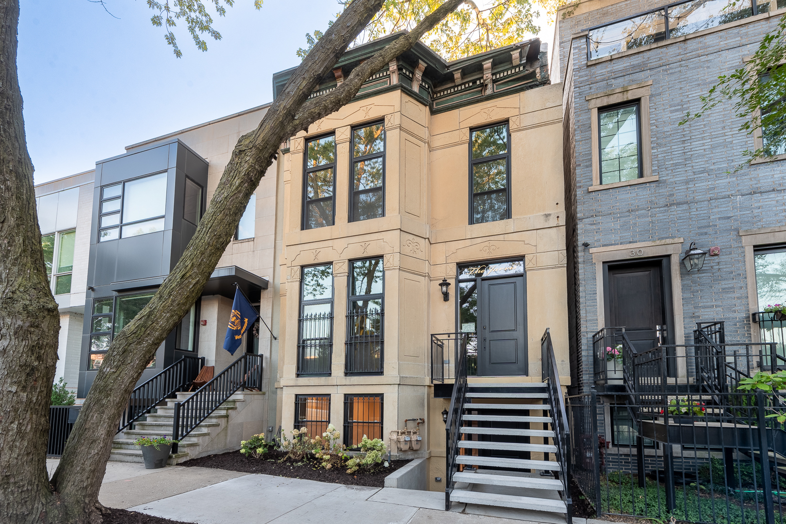 a front view of a building