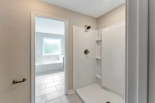 a bathroom with a shower