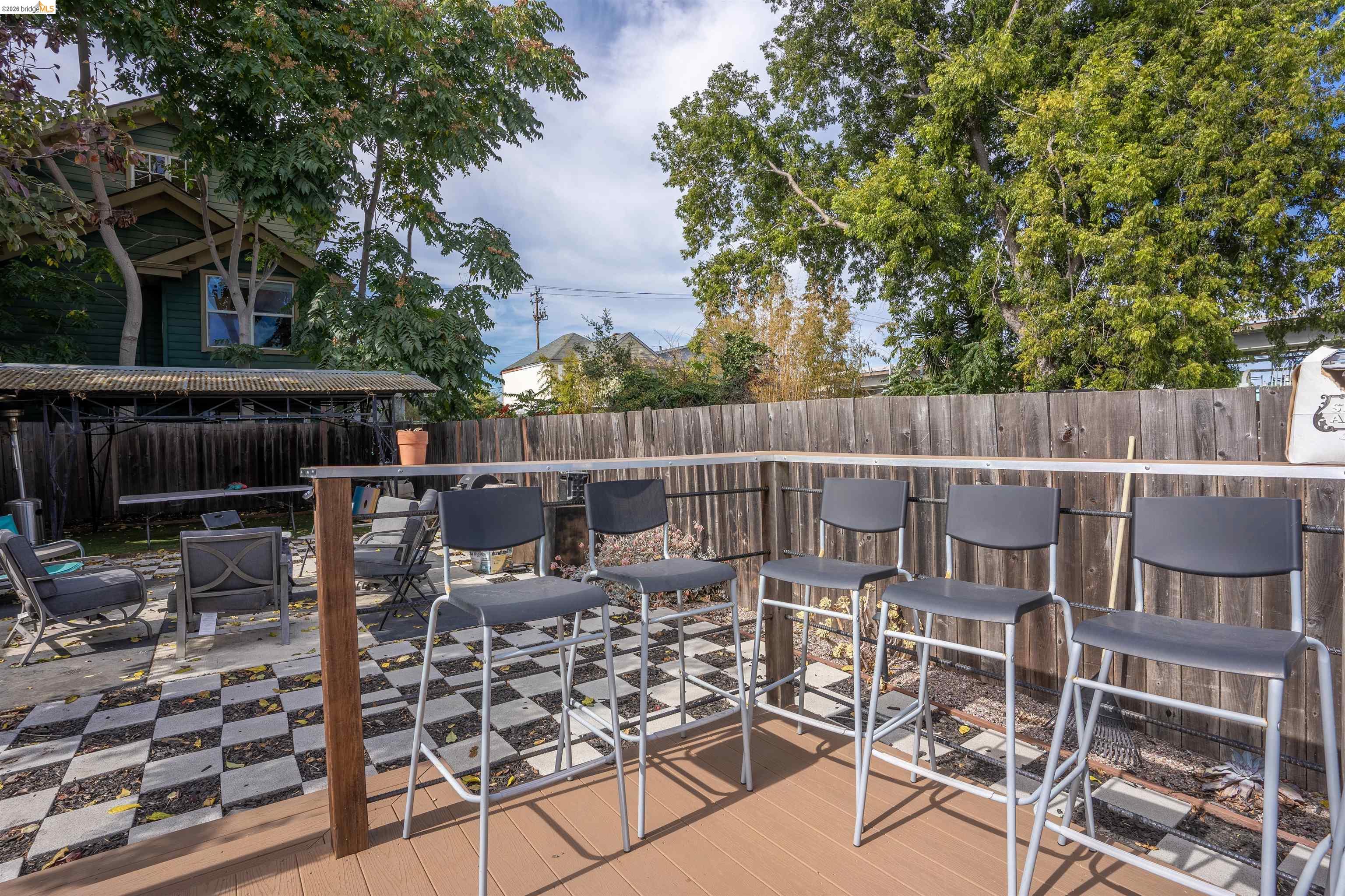 527 Chester Street Oakland, CA 94607 - Photo 20 of 47 Wooden terrace with a fenced backyard and a patio area