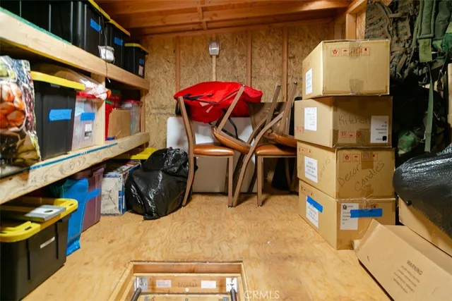 a view of a street with storage