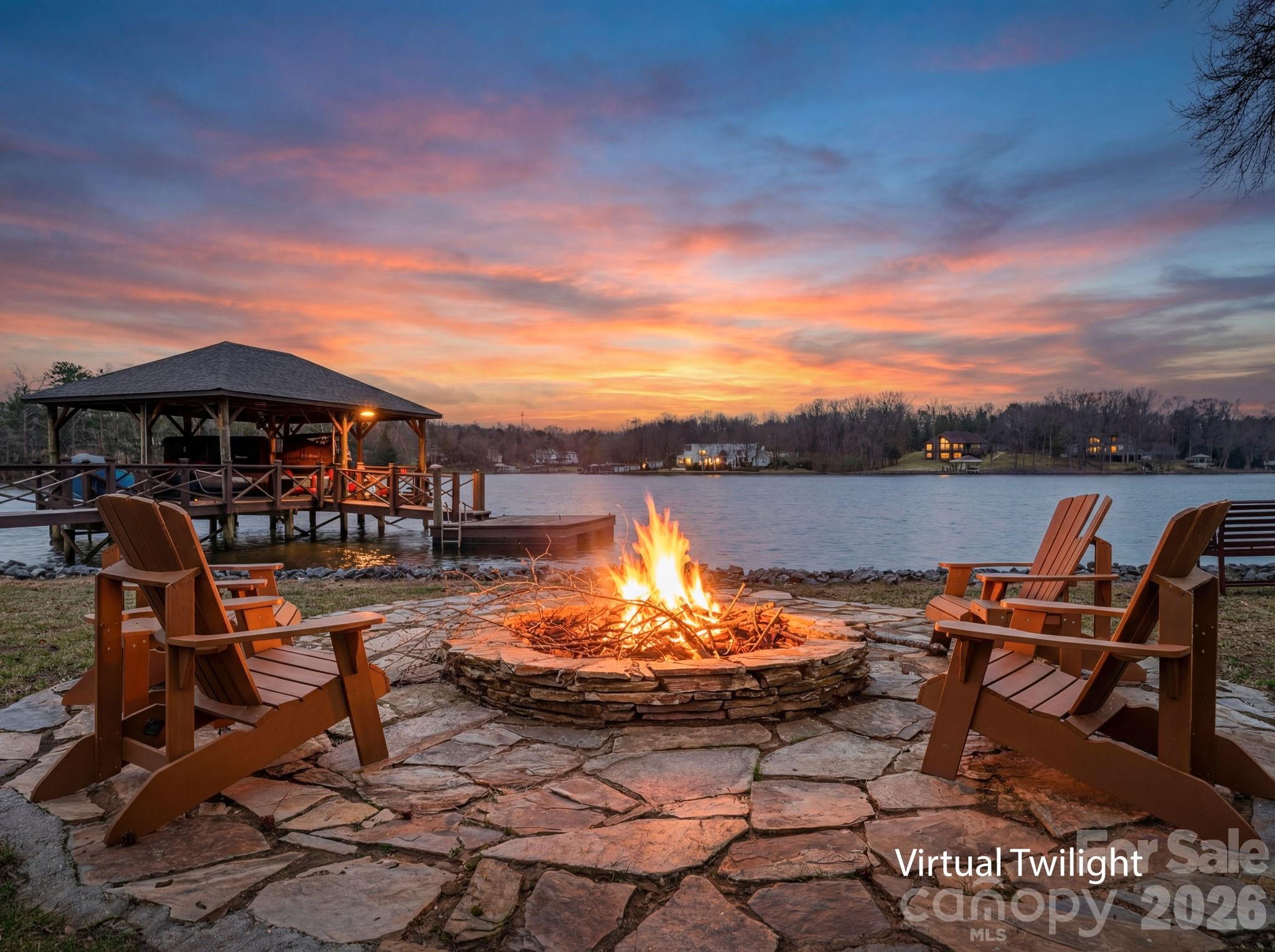 a view of a swimming pool and lounge chairs
