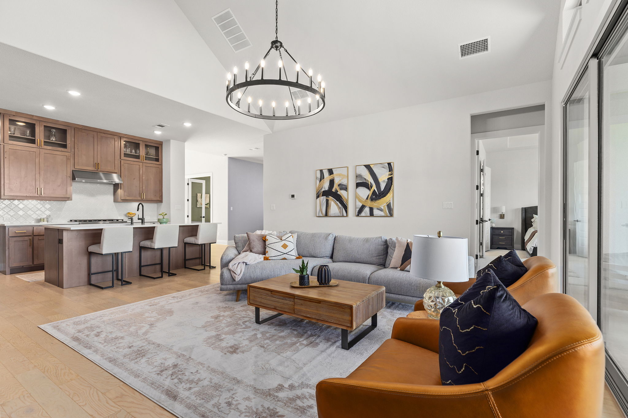 1224 River Trace Georgetown, TX 78628 - Photo 25 of 39 a living room with furniture or couch and a chandelier