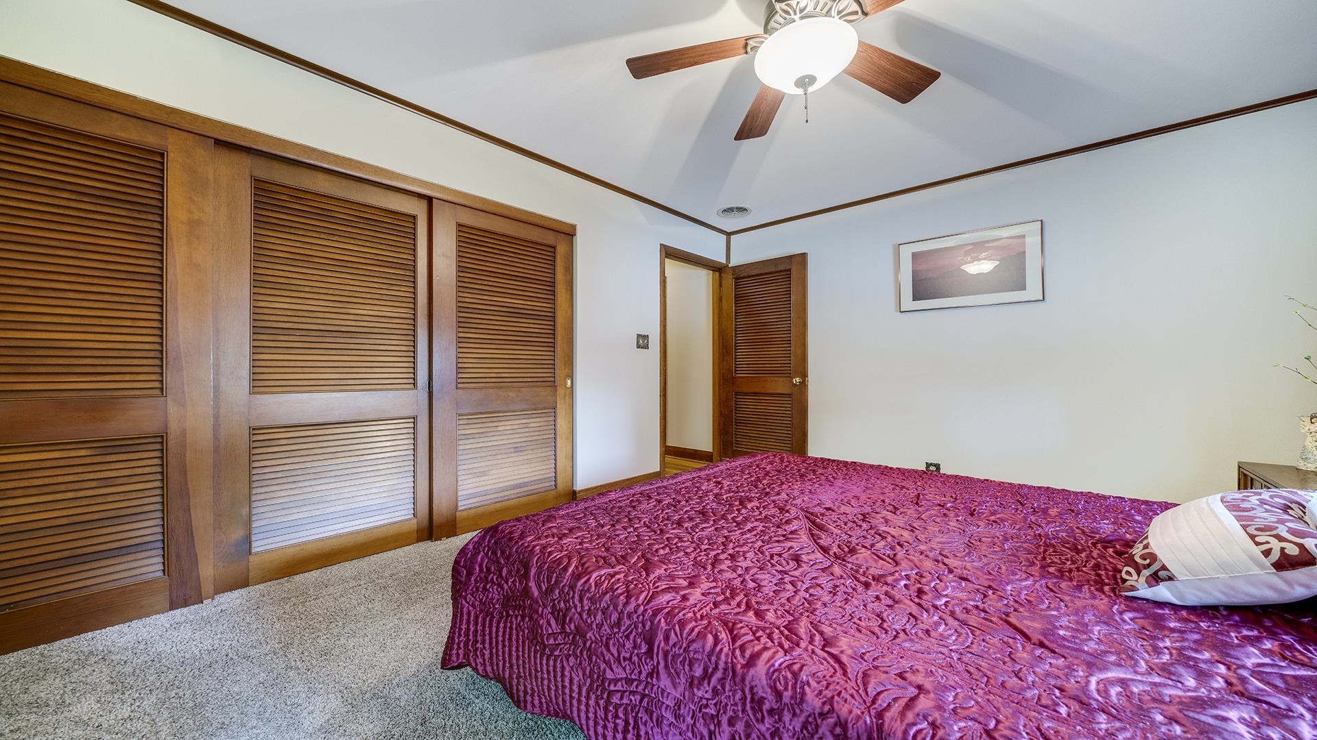 310 Barbara Street Mount Morris, IL 61054 - Photo 24 of 36 a bedroom with a large bed and a chandelier
