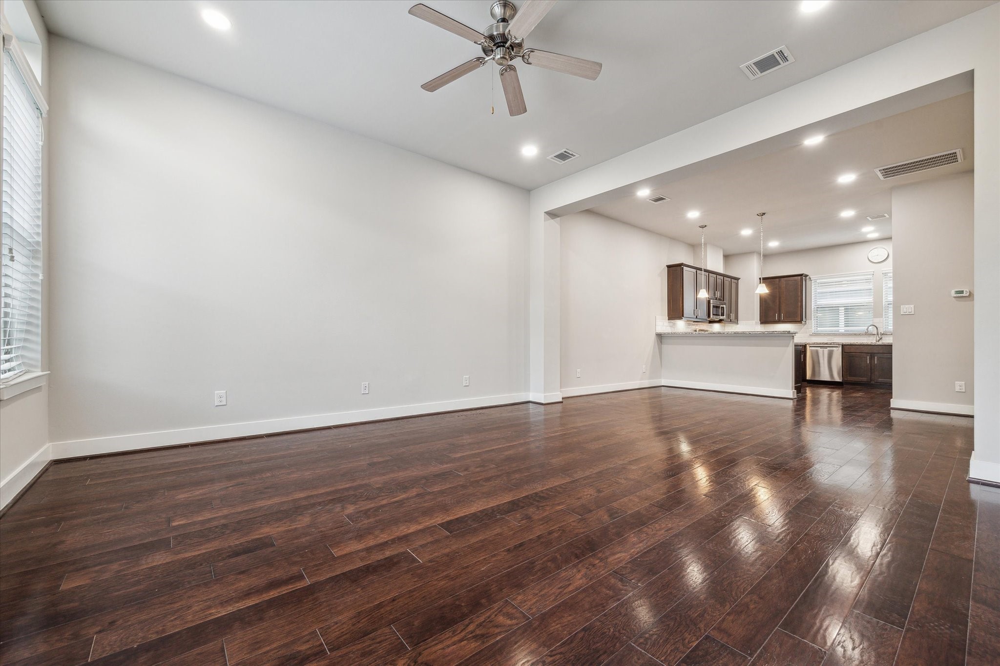 4508 Cornish Street, Unit A Houston, TX 77007 - Photo 9 of 22 Alternate angle of the Living Room shows the extensive openness of the home that can accommodate many different furniture configurations.