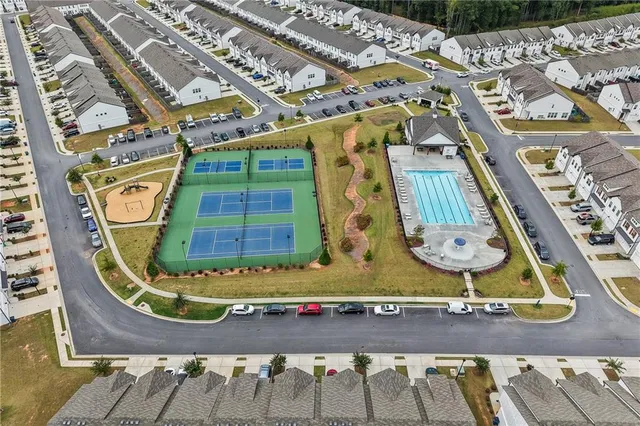 an aerial view of multiple house